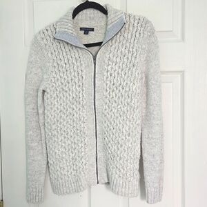 Tommy Hilfiger Women’s Cable Knit Zip Up Gray Cardigan Sweater Size S